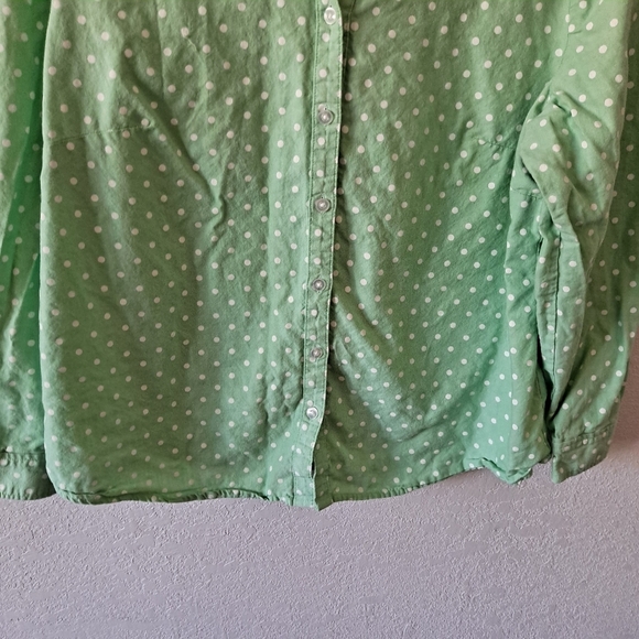Green Polka Dot Button Down Shirt - Picture 3 of 5